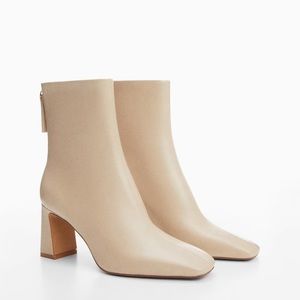 Mango Zipper Fastening Bootie Size 39 Beige New